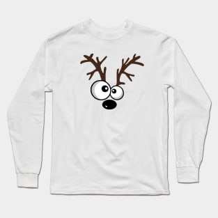 Big Eyes Black Nose Reindeer Long Sleeve T-Shirt